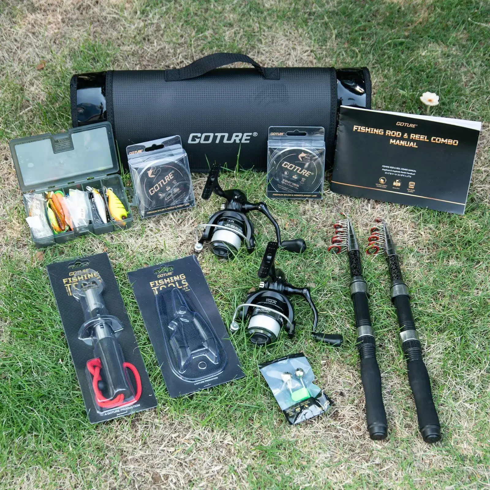 Caña de carbono plegable Goture con carrete y bolsa - imagen 4