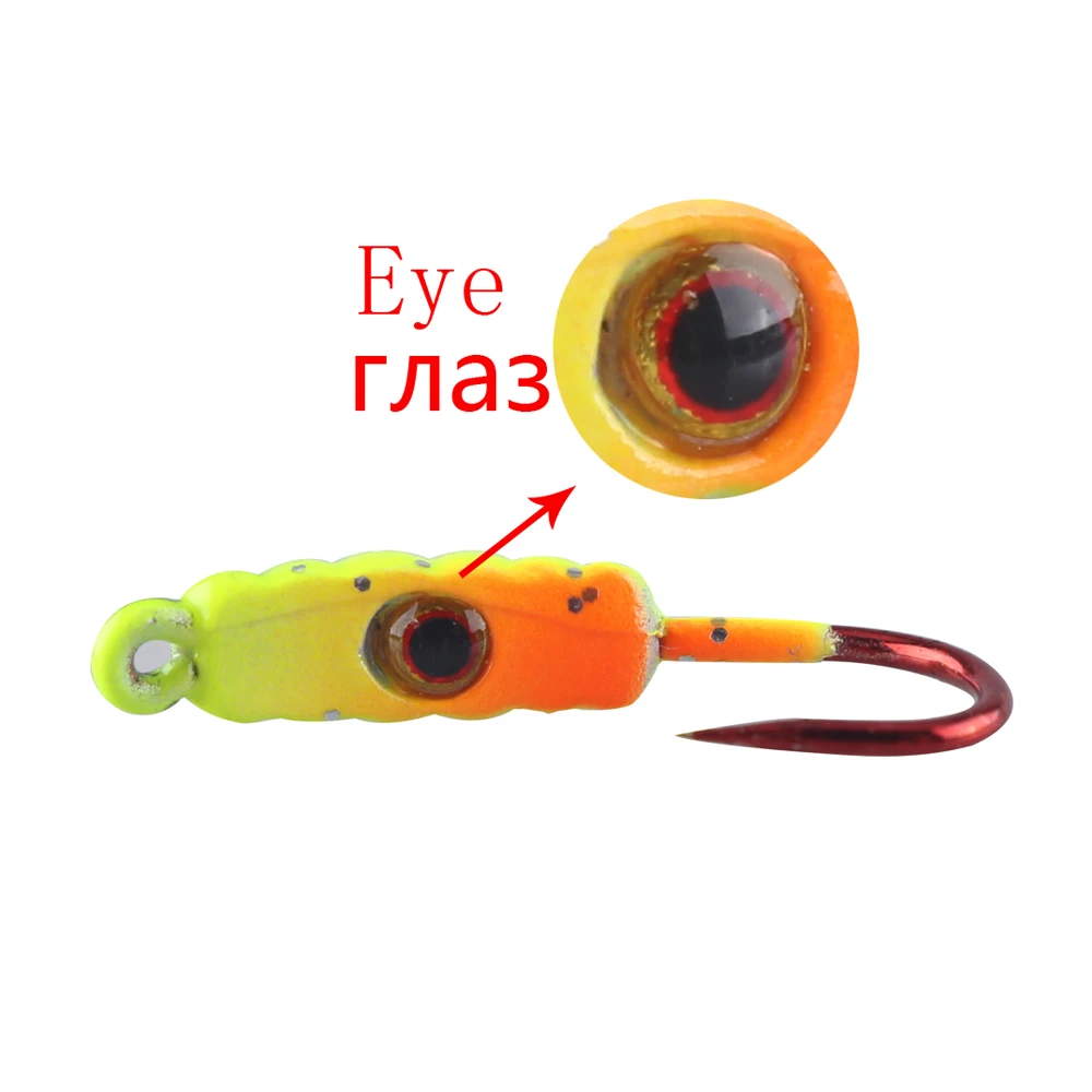 DNDYUJU caliente 4 unids/lote 23mm/1,5g señuelo de pesca en hielo gusano el nuevo cebo de Metal plantilla de hielo 6 colores Mini plomo anzuelo de pesca de invierno - imagen 5