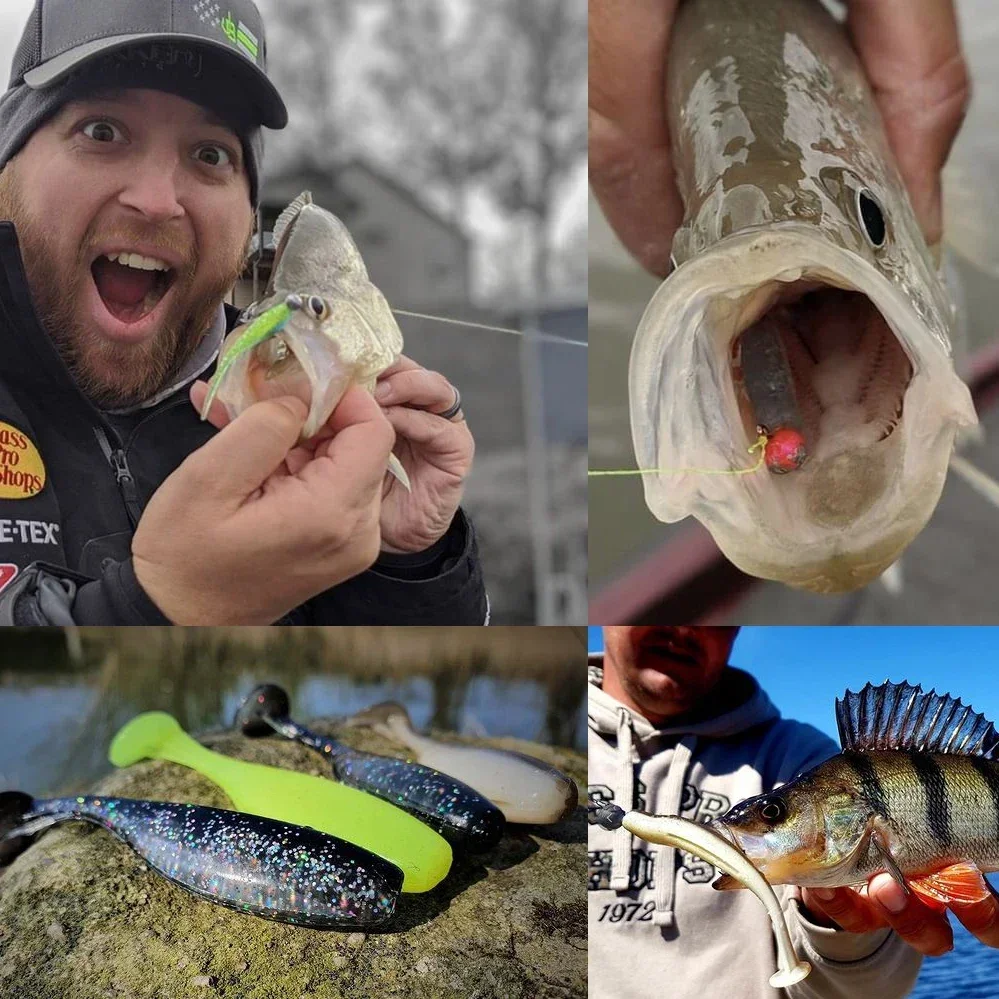 13 Uds anzuelo de señuelo suave 5,5 cm 7cm 10cm 12,5 cm gusano de cola T 3 uds cabeza de plantilla de Metal 3g 5g 10g 14g Pesca de carpa Pesca Swimbait cebo de engranaje - imagen 5