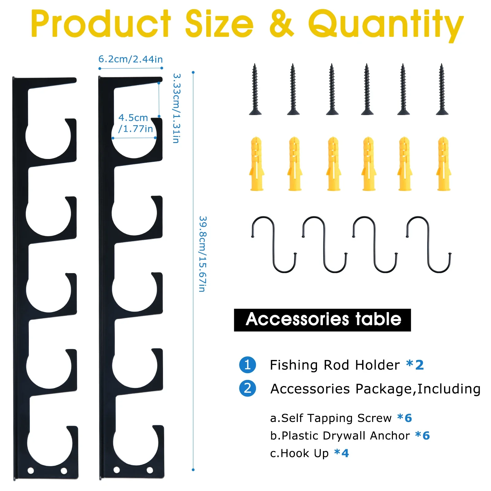 Goture-estante de 5 cañas de pescar de Metal, soporte para caña de pescar, soporte de pared Modular para equipo de pesca, retenedor de pared - imagen 3