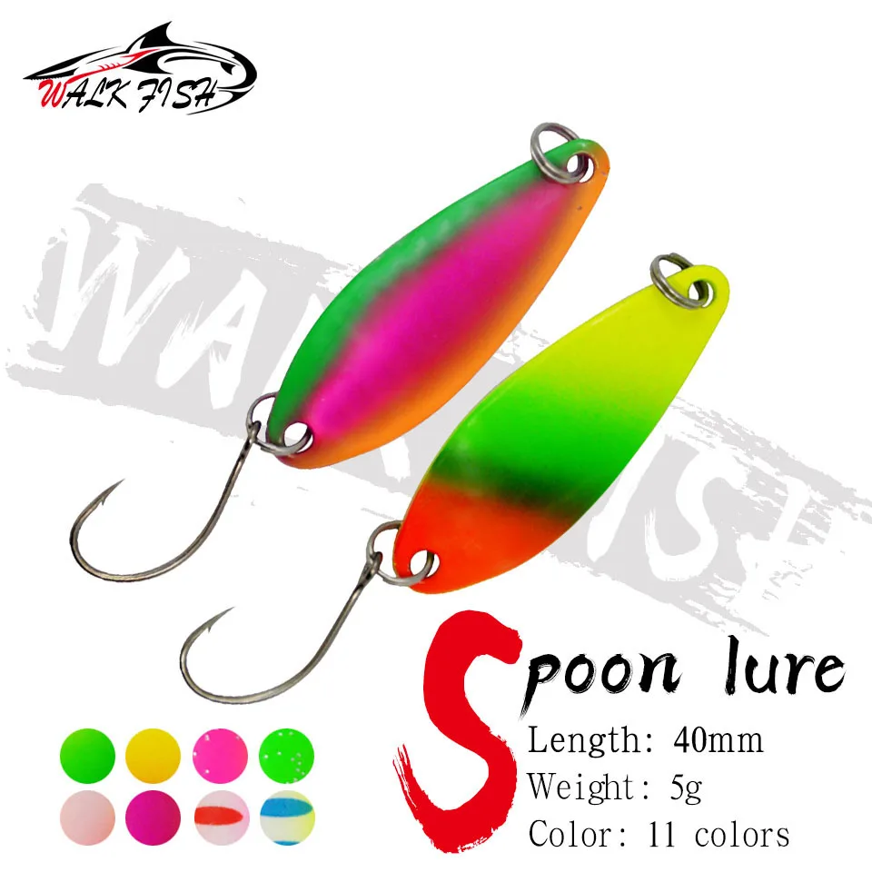 WALK FISH-señuelo de pesca de Metal, 1 piezas, 5g, 40mm, cebo duro de un solo gancho, trucha, perca, Chub, salmón