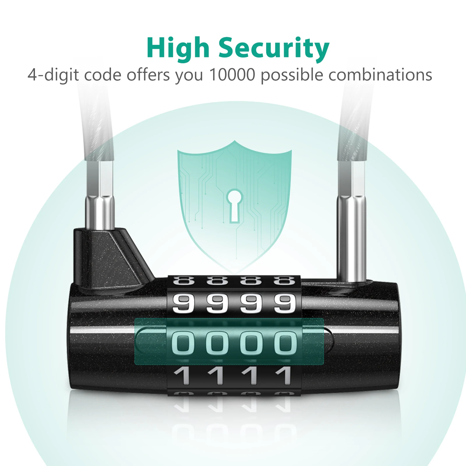 Candado cable acero con combinación – Impermeable y reiniciable - imagen 3