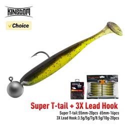 Kingdom t-tail 16 Uds cebos blandos Señuelos de Pesca 1,1g 50mm 1,6g 63mm hundimiento Jighead señuelo Artificial para pesca de Lucio