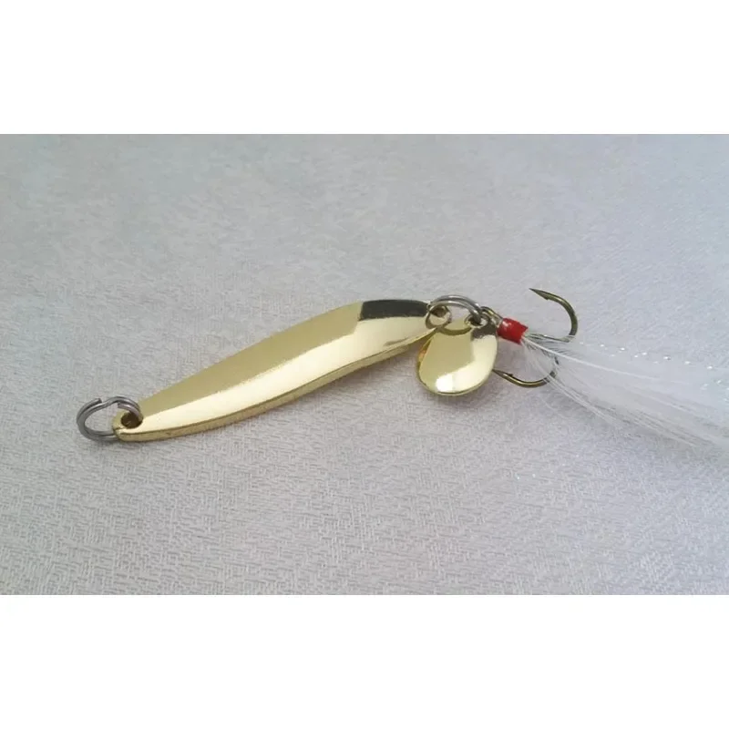 Señuelo de pesca con cuchara dorada y plateada, cebos duros con lentejuelas, Paillette de ruido con pluma para señuelos marinos, herramienta Wobbler Spinner, 1 Uds. - imagen 5