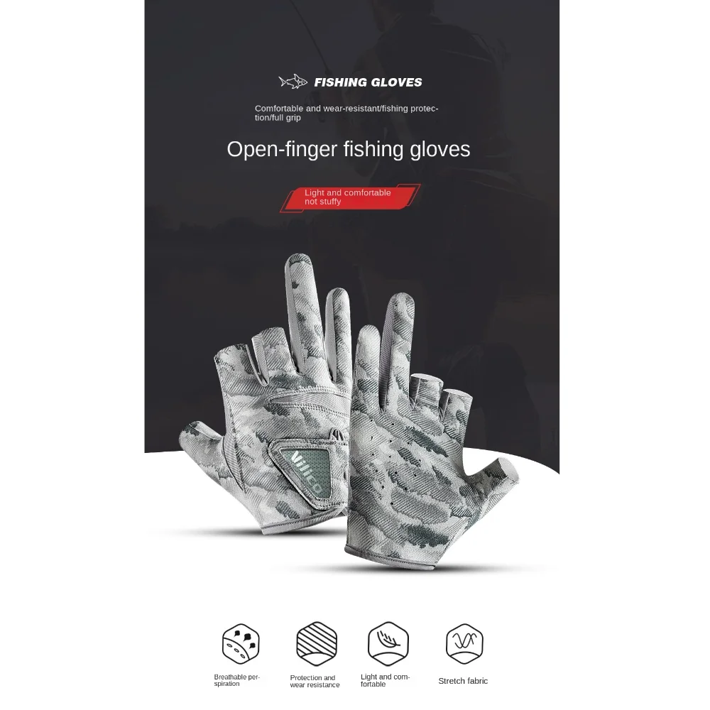 Nuevos guantes de pesca de seda de hielo, guantes transpirables antideslizantes con corte de tres dedos, protector solar, guantes finos de 3 dedos, equipo para peces