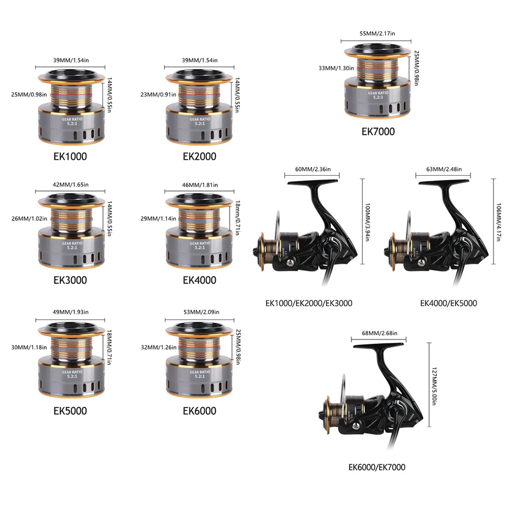 Carrete de pesca, carretes de pesca de agua dulce 13BB, carrete giratorio de agua salada potente ultrasuave, relación de engranaje 5,2: 1 carrete impermeable - imagen 5