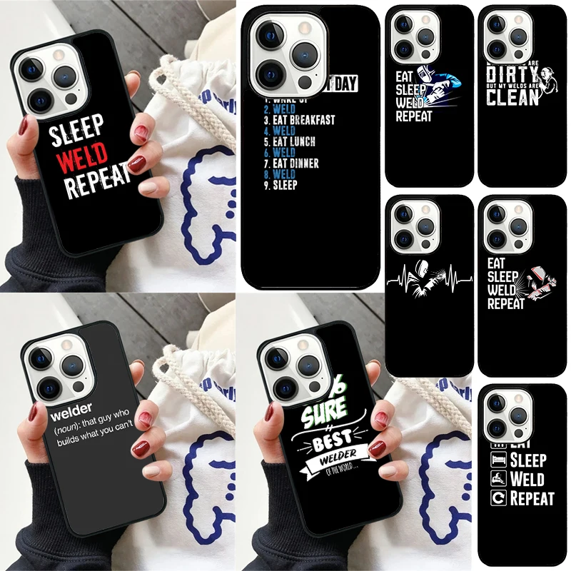 Funda iPhone 'Eat Sleep Weld Repeat' – Diseño original protectora - imagen 2