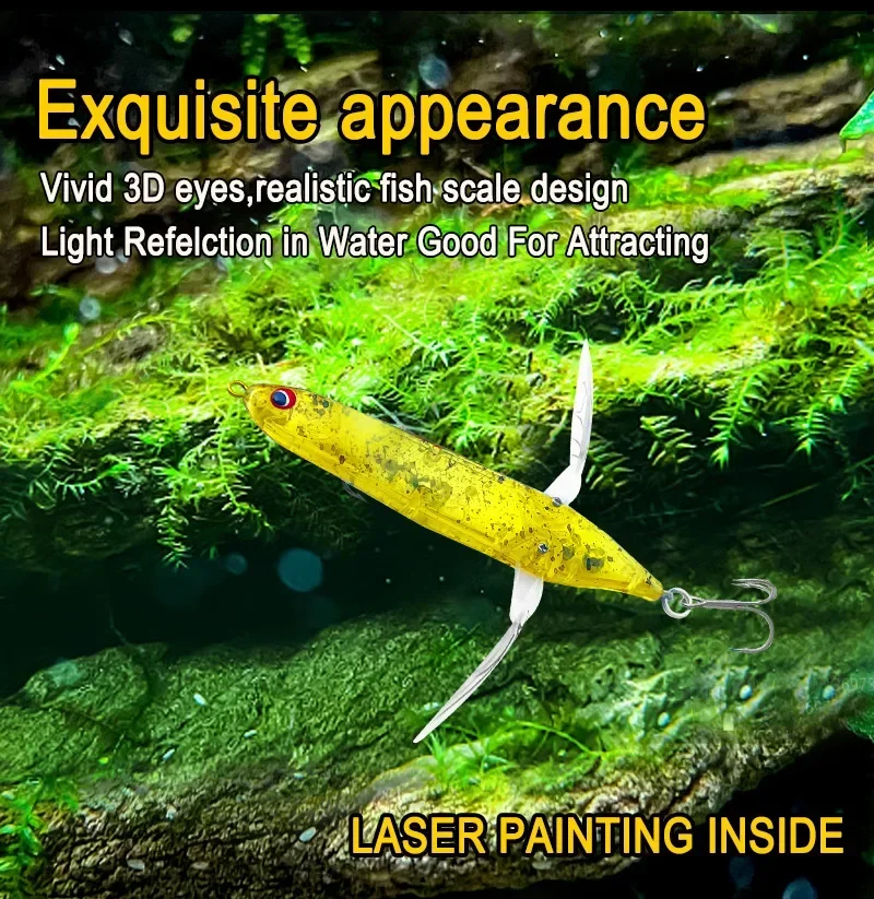 Señuelo de pesca con lápiz sobre orugas de libélula Topwater, 80mm, 6,5g, cebo duro flotante superficial para aparejos de pesca lubina, 1 ud. - imagen 4