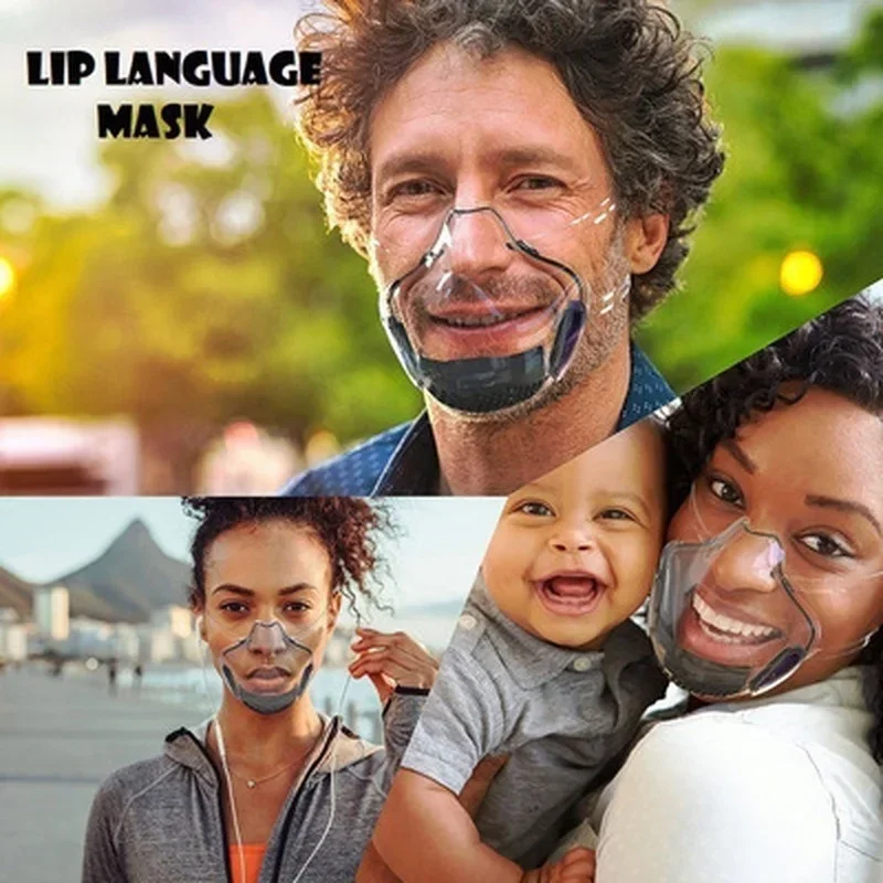 Máscara protectora transparente para la boca, máscara duradera para adultos, protección facial combinada de plástico reutilizable, antiniebla, máscara a prueba de polvo - imagen 3
