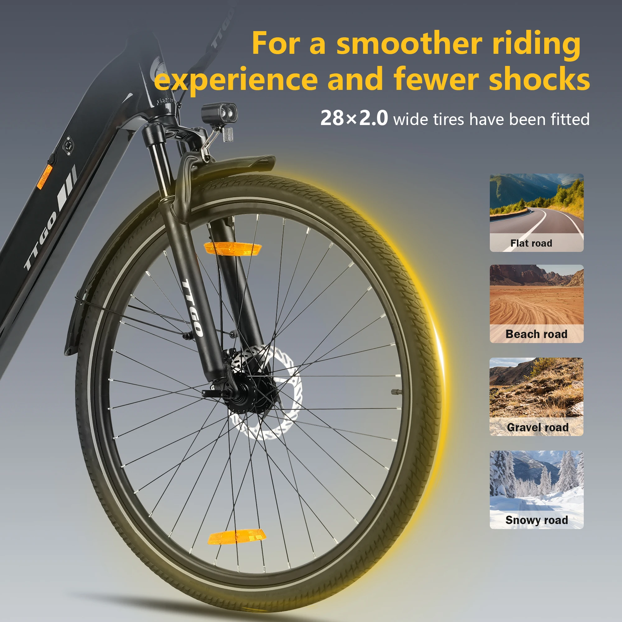 Bicicleta Eléctrica Urbana TTGO – Motor trasero, 120 km autonomía - imagen 4