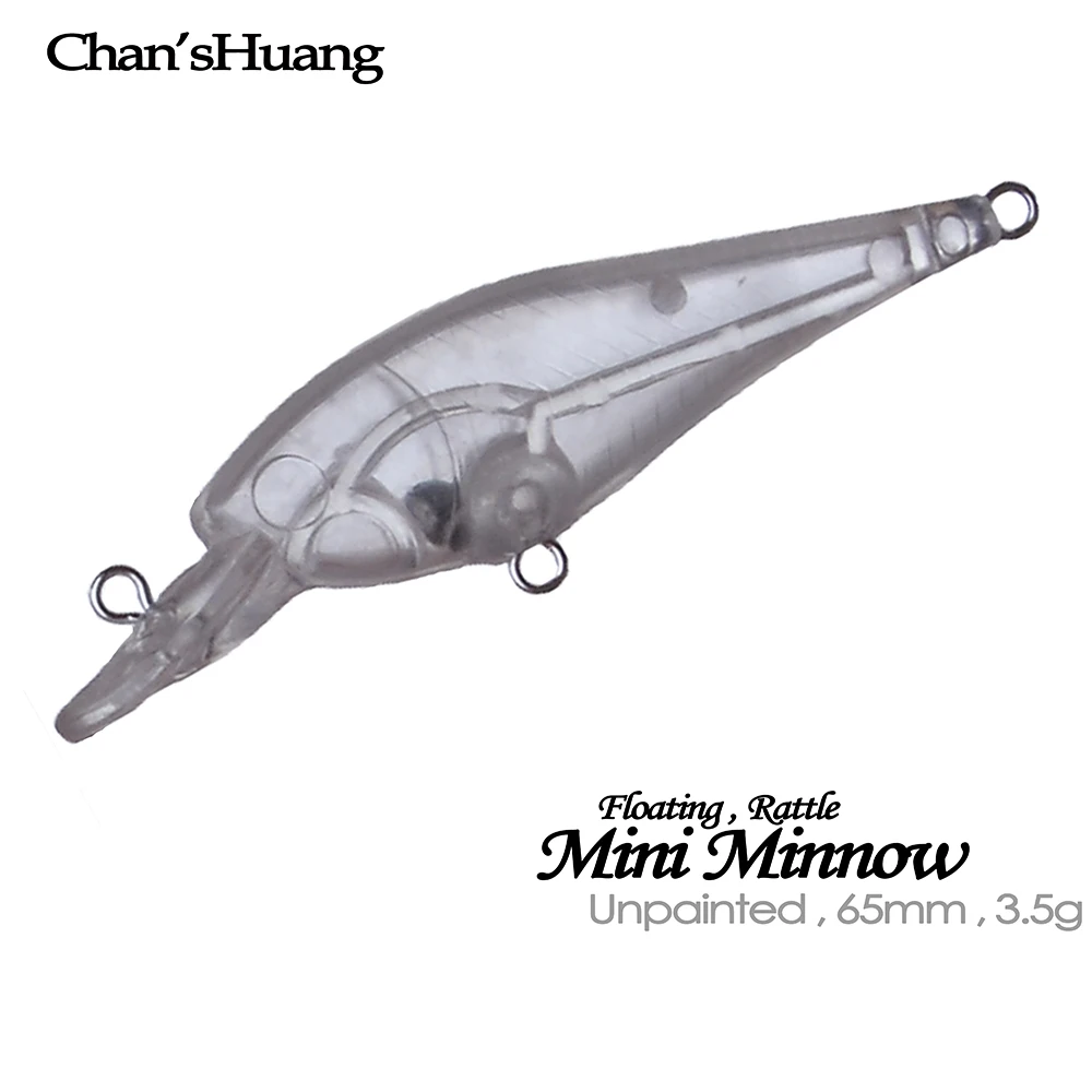 Chan'sHuang 20 piezas cebo en blanco sin pintar 65mm 3,5g sonajero flotante Mini Minnow DIY señuelo de pesca Artificial hecho a mano