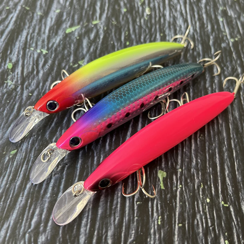 Señuelos flotantes de 20g y 110mm, cebos duros artificiales de fundición larga, Wobblers de Pesca para lubina de agua dulce, equipo de Pesca Swimbait - imagen 3