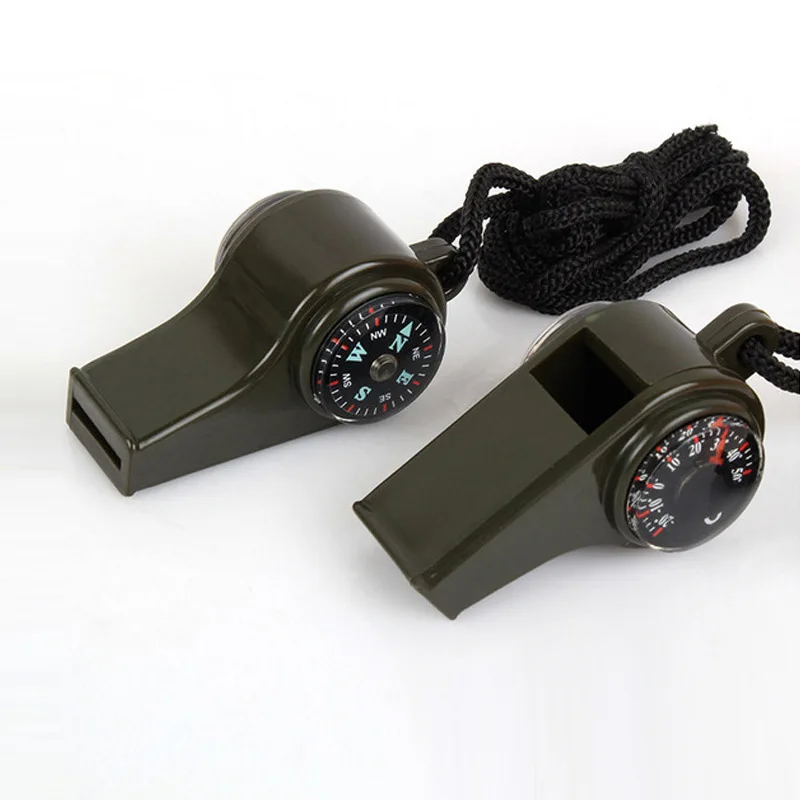 3 en 1 multifuncional al aire libre Camping senderismo silbato de emergencia brújula termómetro - imagen 2