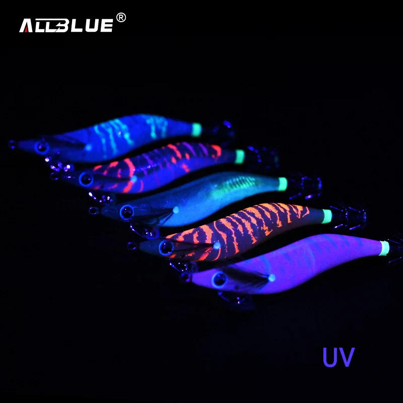 ALLBLUE 5 piezas Egi Kit 3.0 #   3.5 #   Anzuelos de calamar de hundimiento lento, pesca de calamar, pulpo, sepia, señuelos de Jigging artificiales luminosos - imagen 5