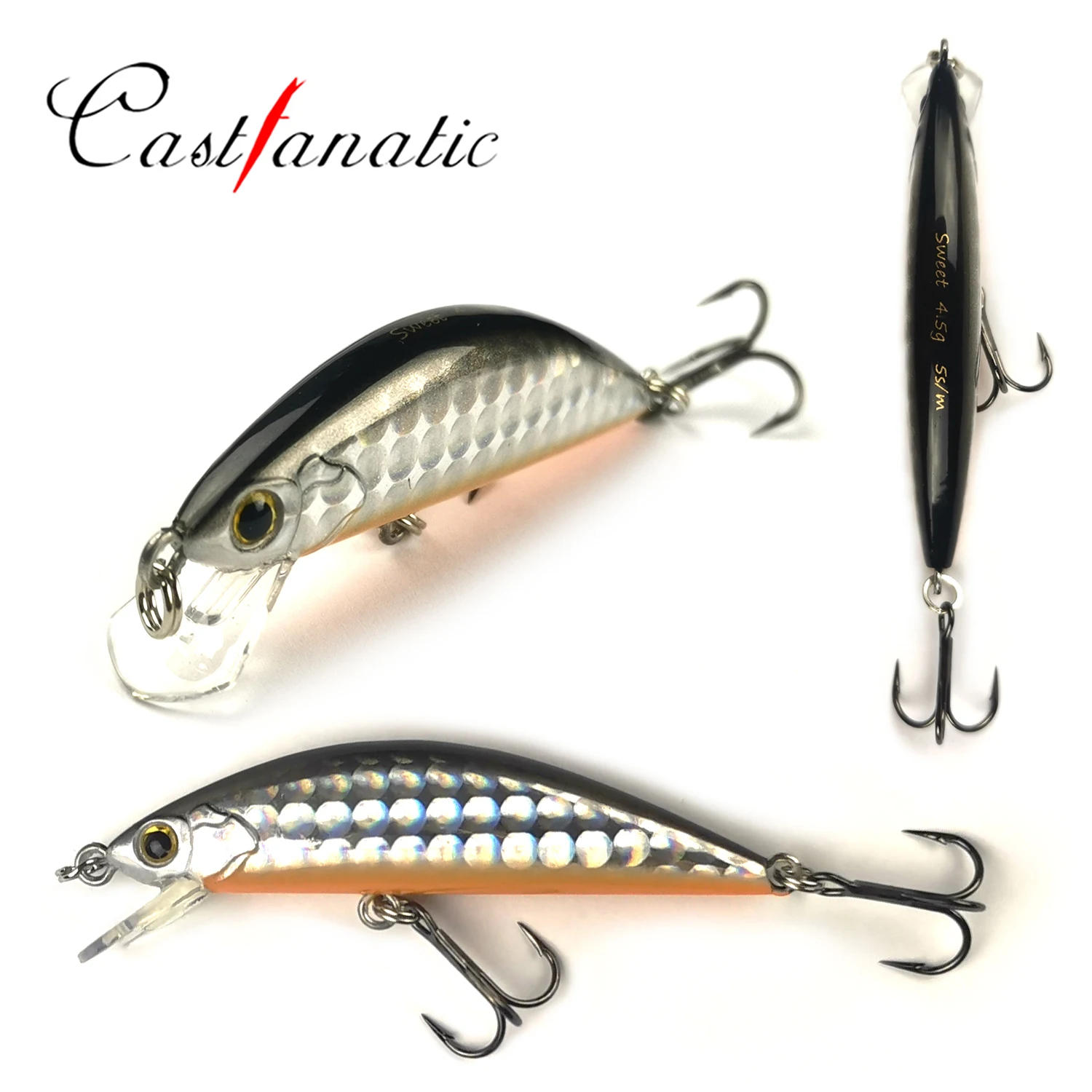 Castfanatic 4,5g señuelos de pececillo que se hunden Sweet55 Crankbait Shad Jerkbait Wobblers corriente trucha Wobblers cebos de Pesca - imagen 4