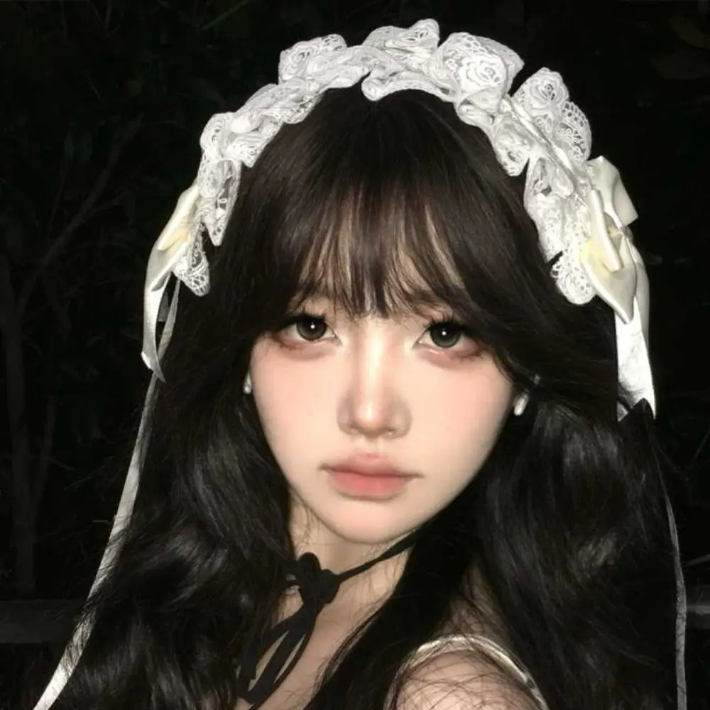 Nuevo Diadema con orejas de gato Lolita, diadema con lazo de encaje para la cabeza, tocado - imagen 3