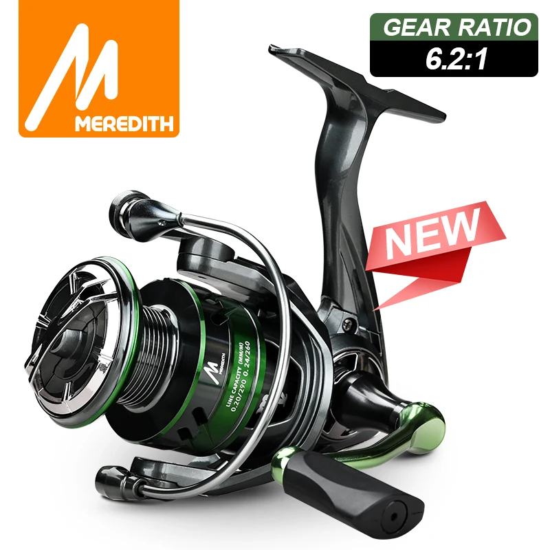Carrete Pesca Giratorio MEREDITH VIRGO Rodamiento Acero Inoxidable Arrastre 14KG 7+1BBs Alta Velocidad 6,2:1