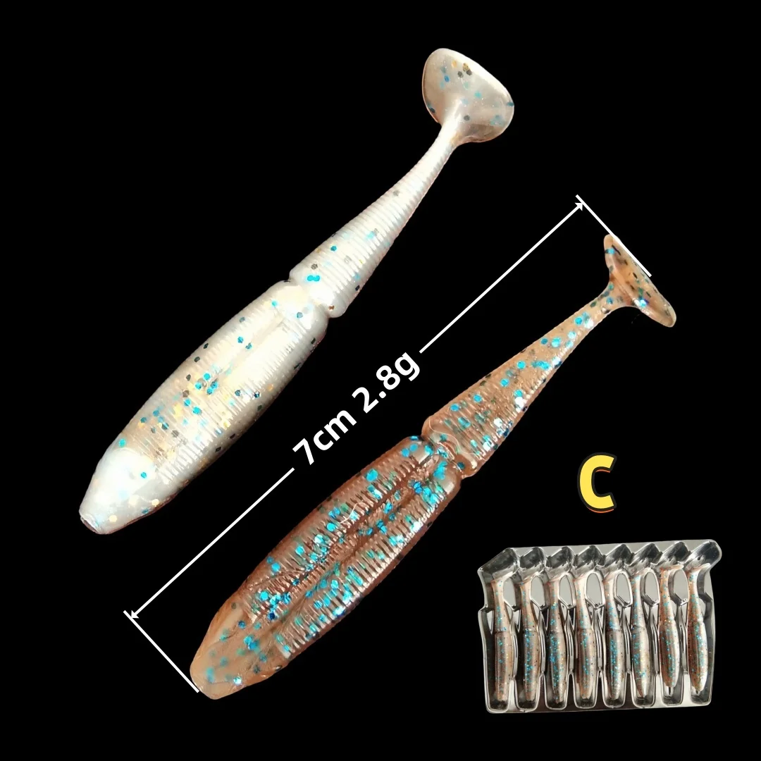 Swolfy 8pcs/lot 7cm 2.8g 6 colors option Soft Fishing Lure Shad Plastics Baits Swimbait Jigging Lure Artificial Baits Soft Lure - imagen 3