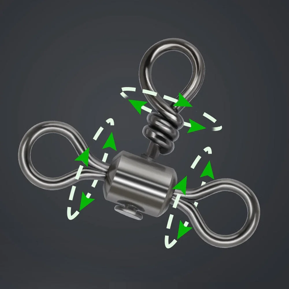 DNDYUJU-anzuelo de pesca giratorio de 3 vías, 10 piezas, con anillo sólido, Conector de línea de latón, accesorios de pesca - imagen 3