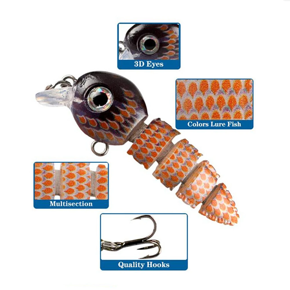 Experimente el diseño de señuelo definitivo con 3D Eyes Multisection y ganchos de calidad para un rendimiento de pesca excepcional