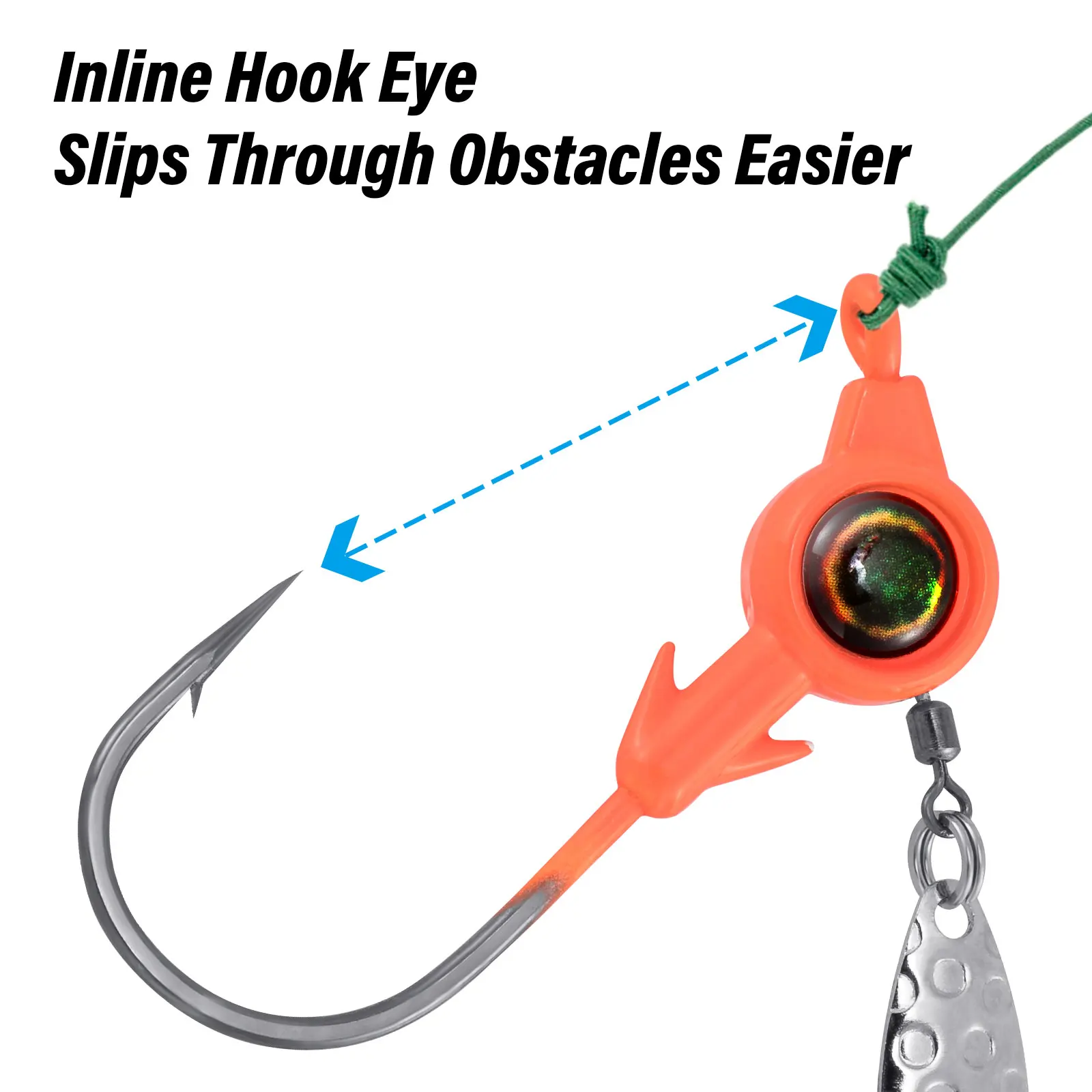 Anzuelos de cabeza de plantilla piezas, señuelo de pesca Mustad, ojos 3D, hoja de sauce, agua salada, agua dulce, trucha Bluegill Crappie, 3 uds. - imagen 5