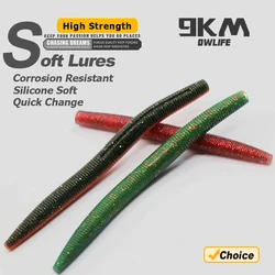 Señuelos de gusano de pesca de 9KM, 15 Uds. Para lubina, cebos de gusano de plástico suave de 10/12,5 cm para aparejo loco, calabaza de pesca de agua dulce y salada