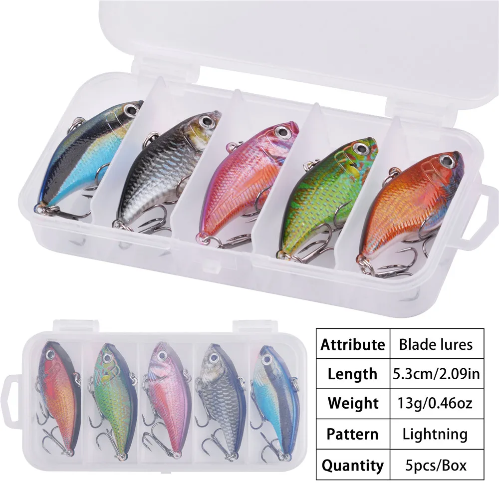 Señuelos de pesca Crankbait sin labios, 5 uds., para agua dulce, agua salada, sonajero, 13g, VIB, Swimbaits para lubina, trucha, Walleye, Lucio - imagen 3