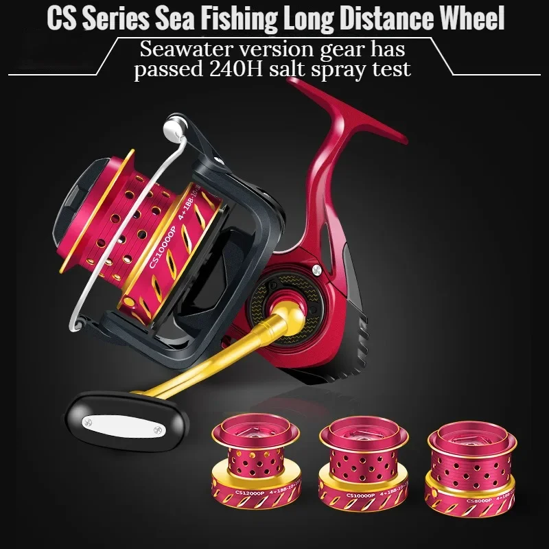 Rueda de pesca lejana, carrete giratorio Jigging, arrastre máximo de 15KG, serie 8000-12000., carretes de fundición de pesca de Surf, carrete de arrastre de agua salada - imagen 3