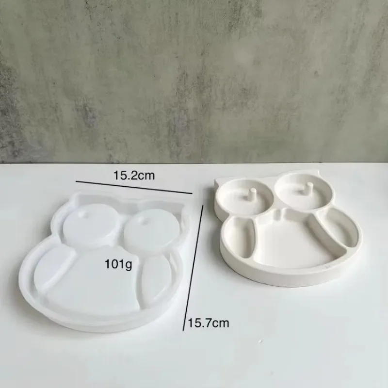 Lindo búho forma de corazón yeso hormigón molde de silicona DIY resina epoxi bandeja de almacenamiento de joyería placa de exhibición forma de trébol de pescado - imagen 5