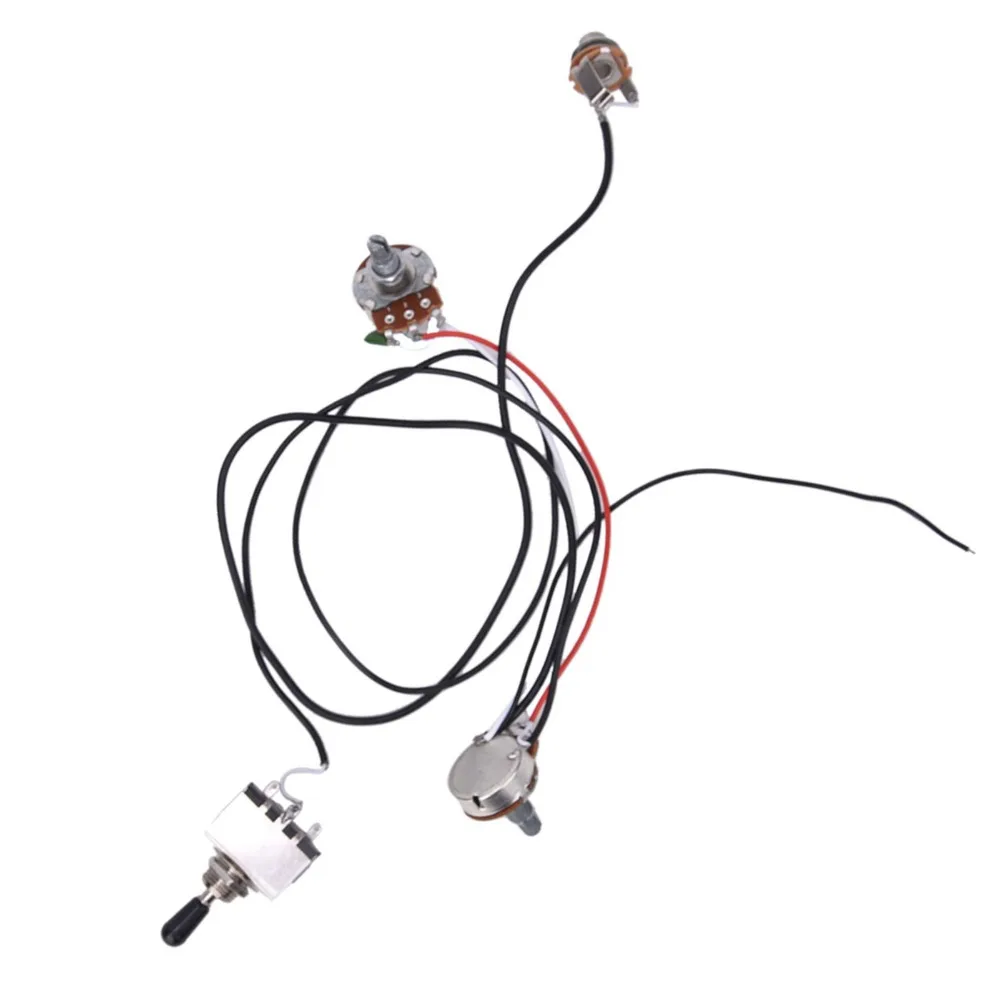 Macetas de 500K ​   Arnés de cableado de guitarra ​ ​ Interruptor cromado ​ ​ Kit de cableado DIY ​ ​ Interruptor de palanca de 3 vías ​ ​ 1 Volumen 1 tono ​ ​ Diseño de dos recogidos ​ - imagen 3
