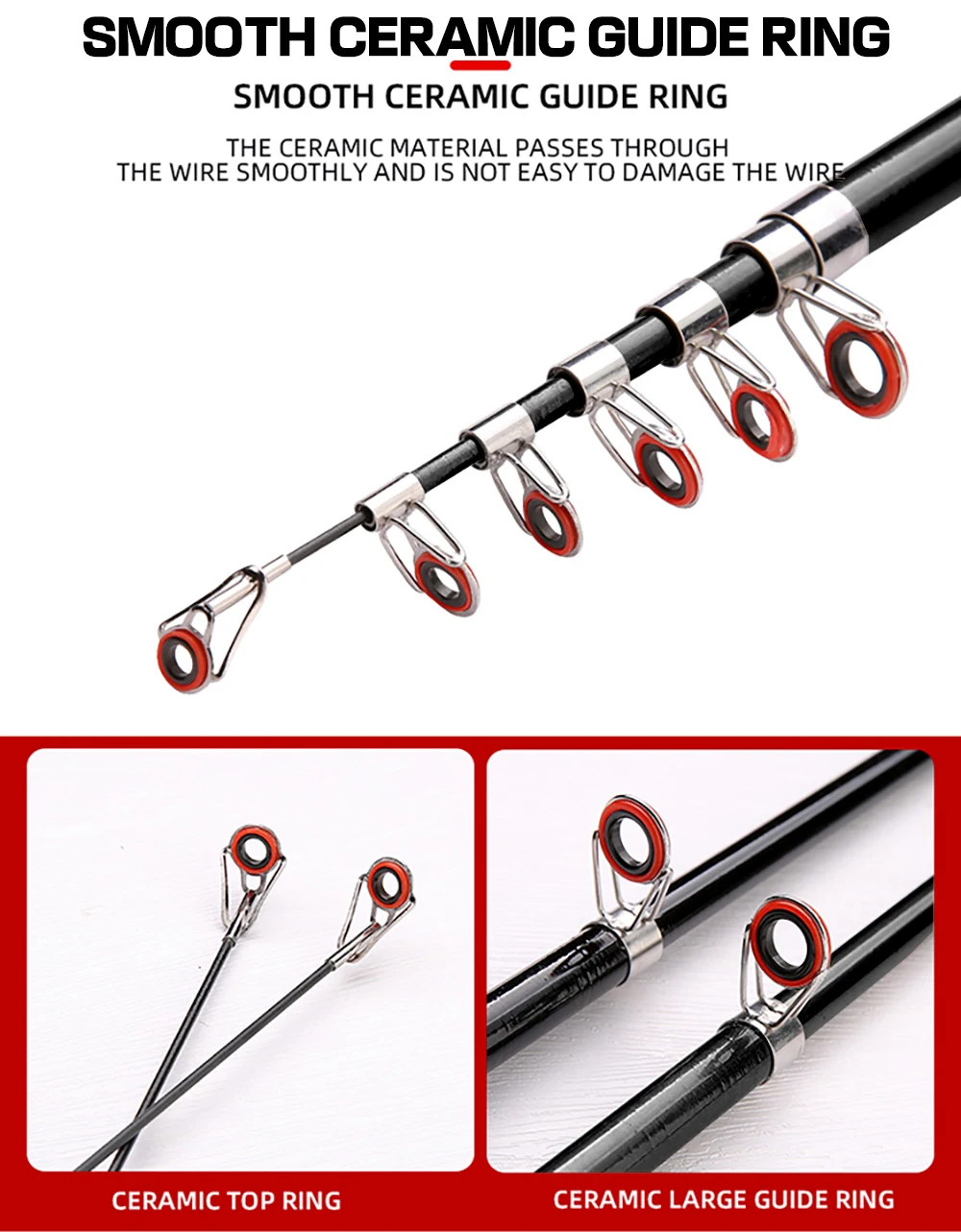 Varilla giratoria/fundida de 1,3 M-1,8 M, anillo guía de cerámica, combinación de carrete de correa dura, alta velocidad, ultraligero, 7,2: 1/5, 5:1, agua salada - imagen 3