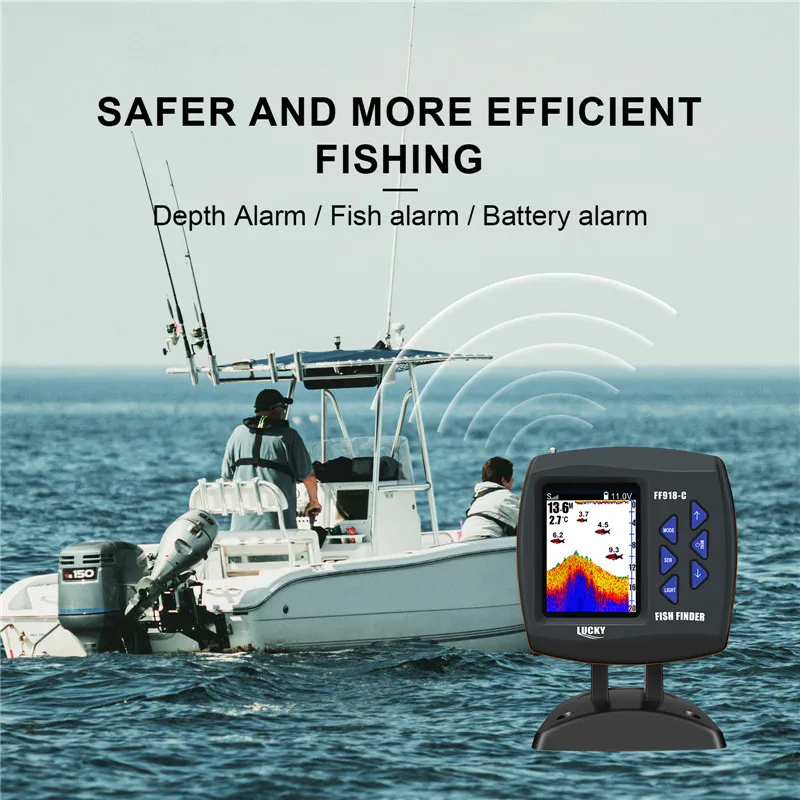 LUCKY FF918-C180S Buscador de pesca con cable 540 pies/180 m Sonda de profundidad Detector de peces Monitor ecosonda para pescar desde un barco - imagen 4