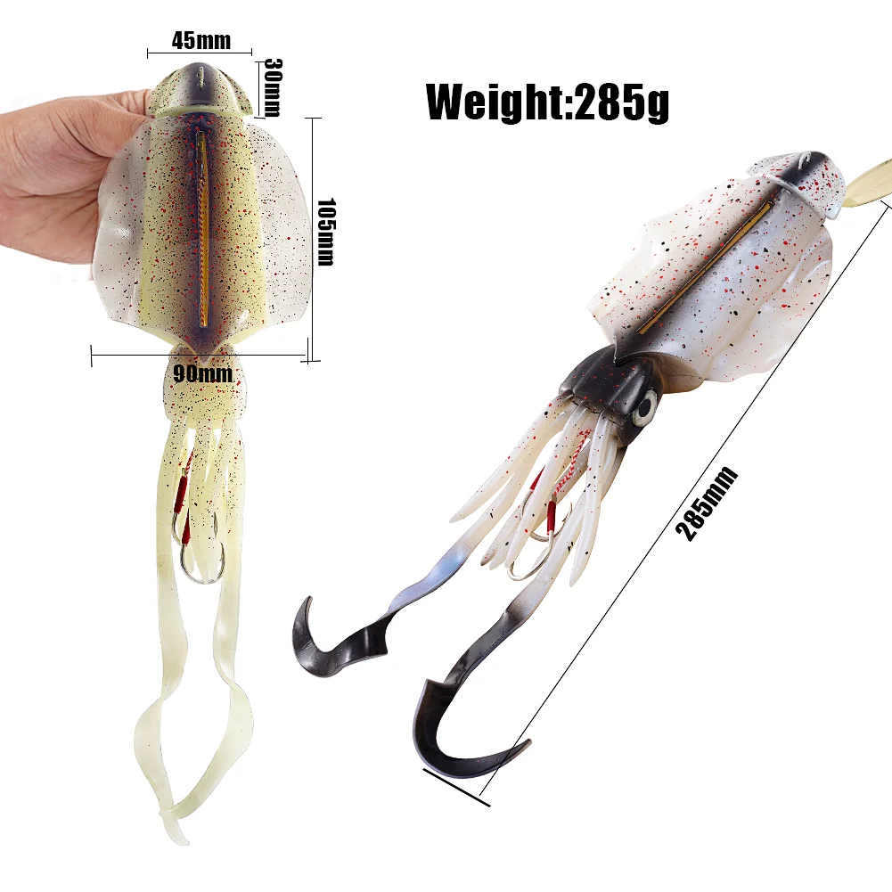 SUNMILE-señuelo de calamar suave para pesca en el mar, anzuelo luminoso/UV de 285g, Wobbler - imagen 5