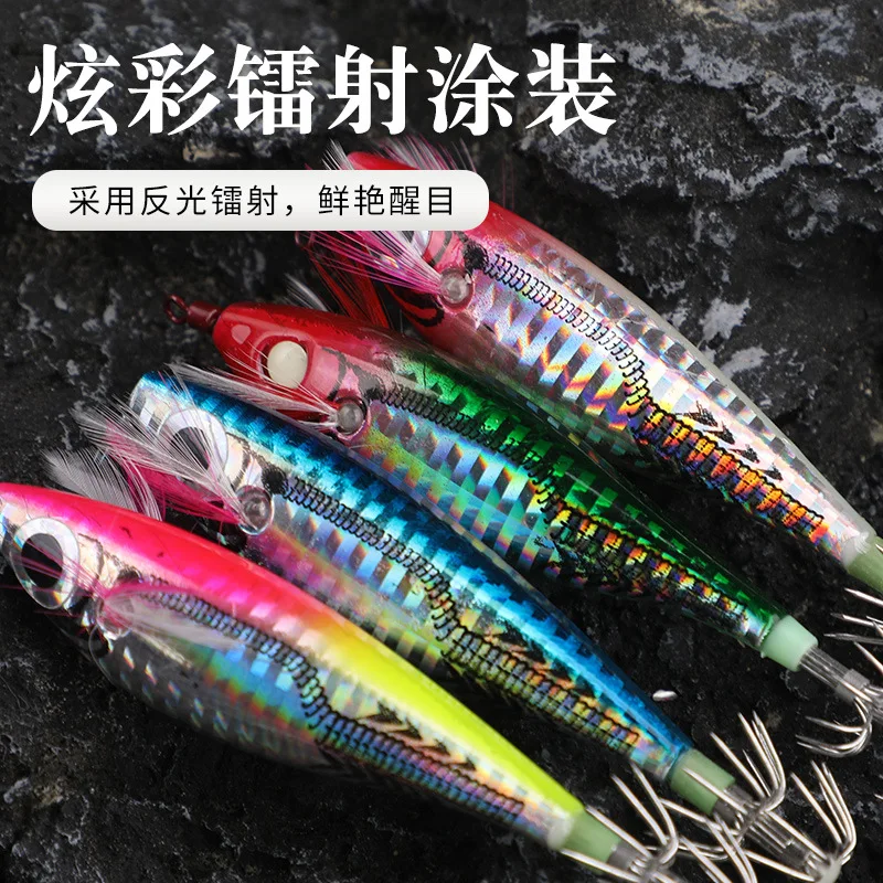 Duoke-anzuelo de calamar de camarón de madera para pesca pesada en el mar, simulación de aguja de calamar, subcebo de carretera, 3,5, 2,2, 1,8, nuevo - imagen 3