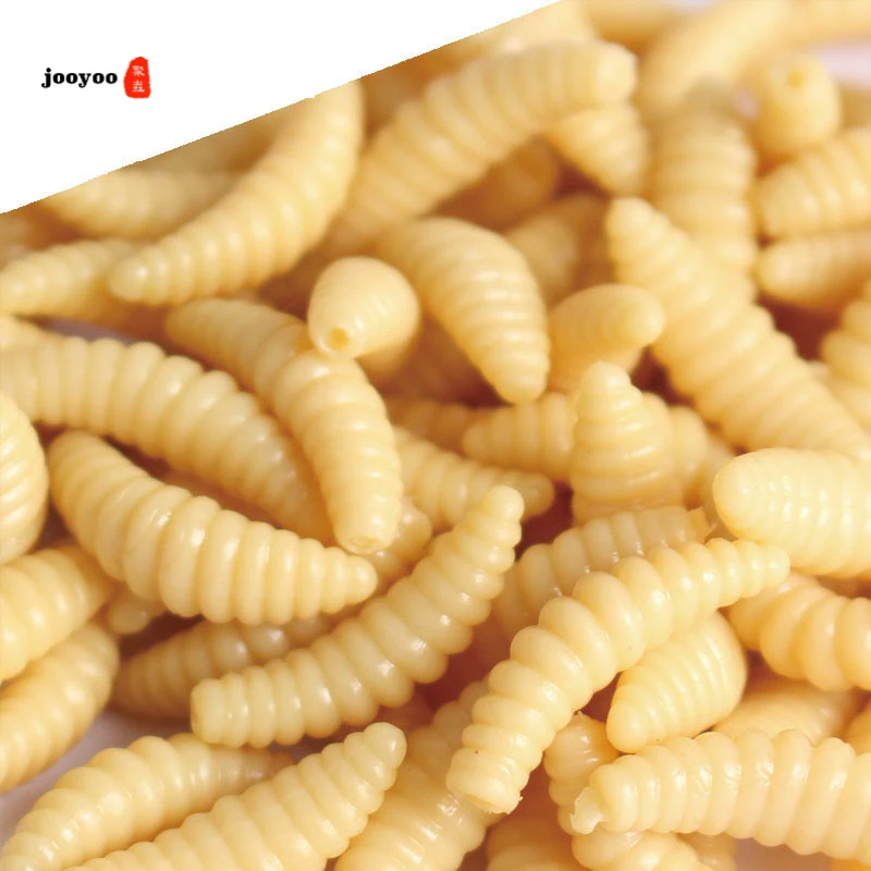 Señuelo de pesca suave de 50 piezas y 20MM, anzuelos de gusano de pan, cebo Artificial de silicona, olor a pescado, aditivo de Camarón, señuelos realistas sin pintar - imagen 2