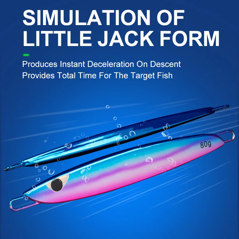 TEASER J114 60g 80g 130g 150g señuelo de plantilla de Metal forma plana agua salada hundimiento lento señuelo de curricán UV luminoso pesca Jigging cebo - imagen 4