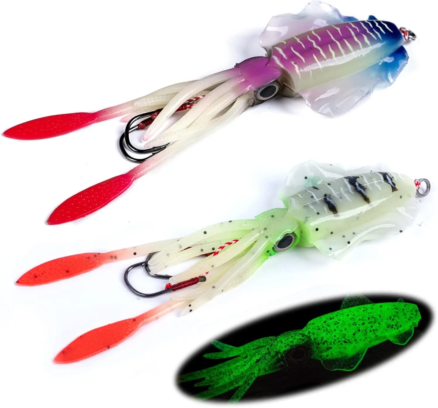 ZUKIBO-señuelo de calamar luminoso, falda de pulpo, cebo de pesca de curricán, Jigging de hundimiento biónico, cabeza con anzuelo de plomo, aparejos de pesca - imagen 5