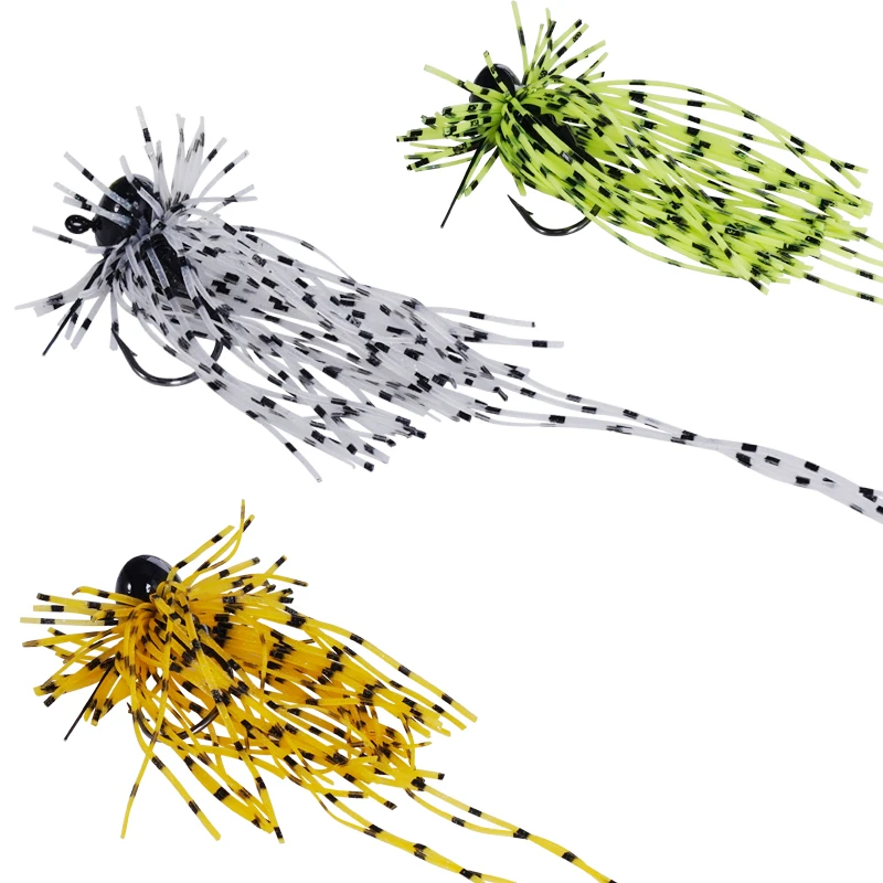 Plantilla de goma de 1 pieza, plantilla de falda con gancho de cabeza de plomo para trucha, perca, lubina, accesorio de pesca - imagen 5