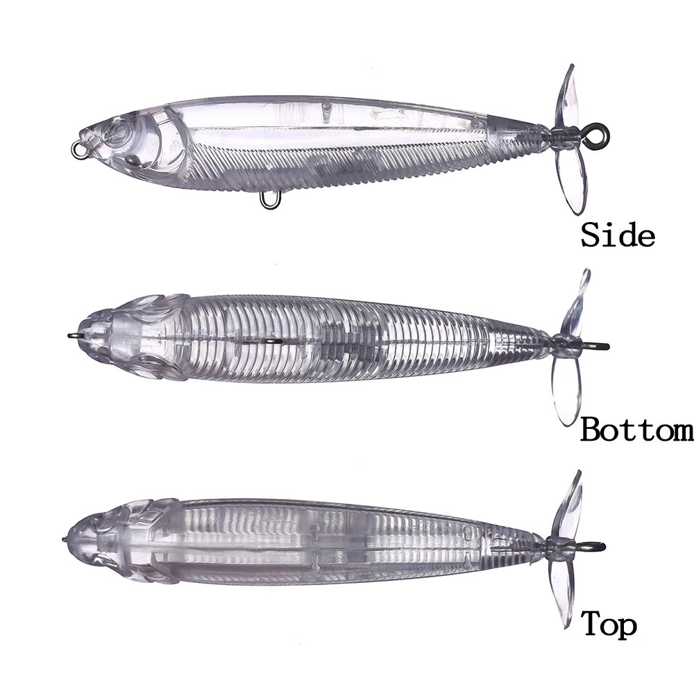 Chan'sHuang-señuelo de pesca Artificial, cebo en blanco sin pintar, 10,5 cm, 10,3g, cola giratoria, Popper Topwater - imagen 3