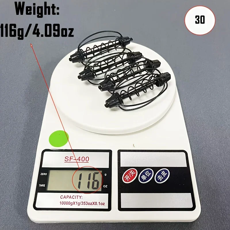 4 piezas # 20/ # 30 Alimentador de cebo antienganches de primavera europea, dispensador de puntos de fundición larga con diseño extraíble para pesca en el lago/fondo salvaje - imagen 4