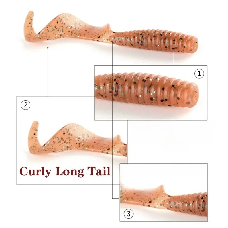Gusanos rizados silicona Jig Wobblers – Señuelos carpa lubina - imagen 2
