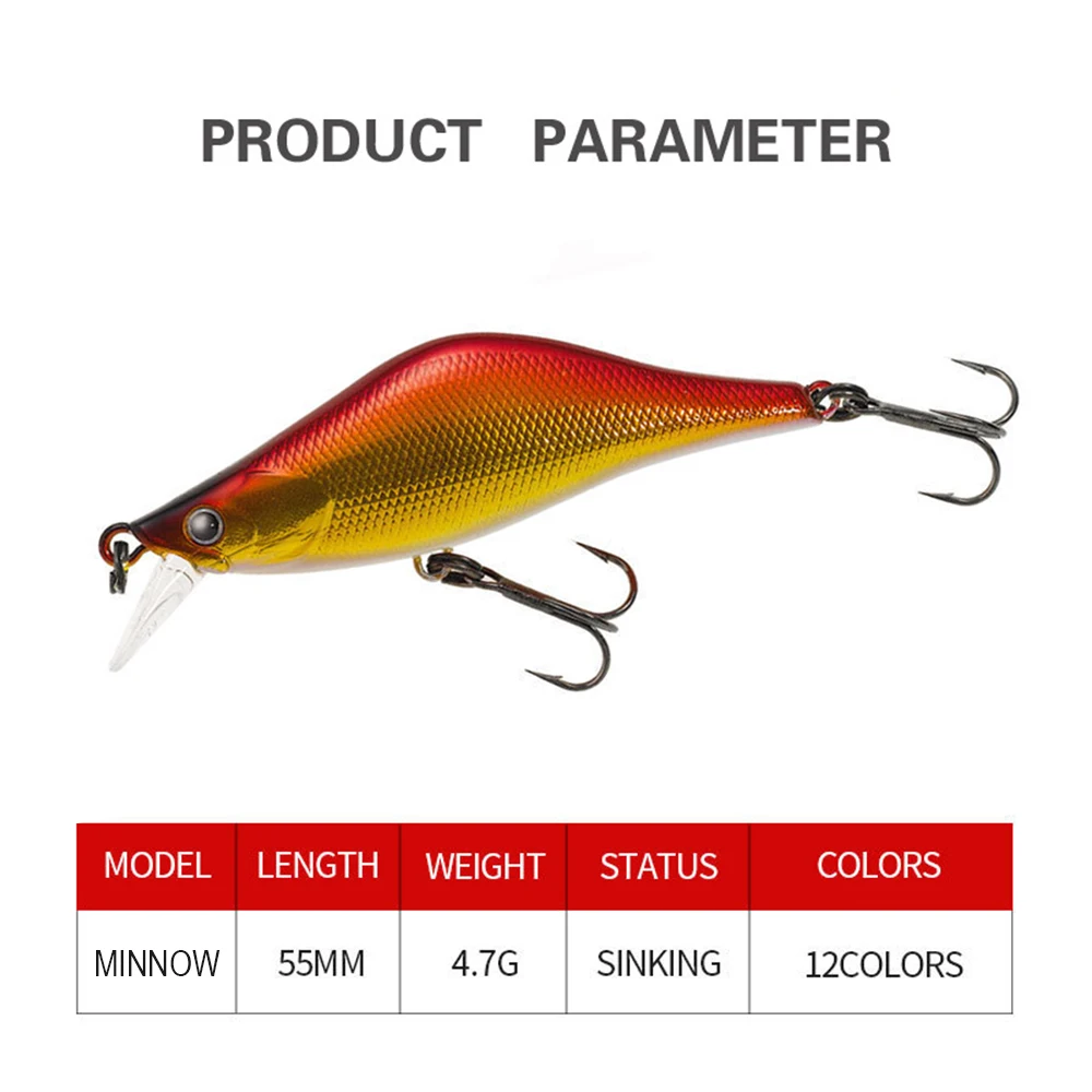 Señuelo de pesca de 5,5 cm y 4,7g, cebo duro Artificial de tiro largo, Micro Minnow, Wobbler, Jerkbait, Swimbait, trucha pequeña, lubina - imagen 4