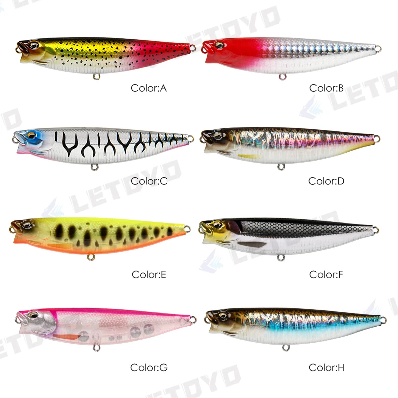 LETOYO, señuelo de pesca de 65mm, 5g/90mm, 10g, lápiz de superficie, cebo duro flotante para pesca de Lucio, ワカペン 90 - imagen 3