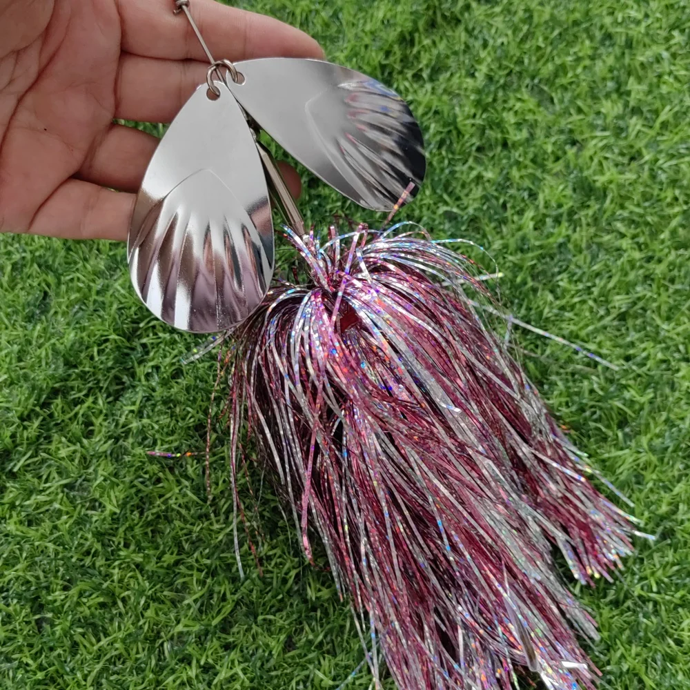 Mukun 1 pieza Buzzbait Metal Spinner señuelo de pesca 28 cm/96g Jig Spinner cebo lentejuelas señuelo Jig Head cucharas de Metal - imagen 3