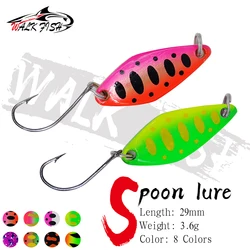 WALK FISH 1 ud. Señuelo de cuchara de 3.6g y 29mm, pintura metálica colorida, señuelos de pesca artificiales de cobre, equipo de pesca para perca y trucha