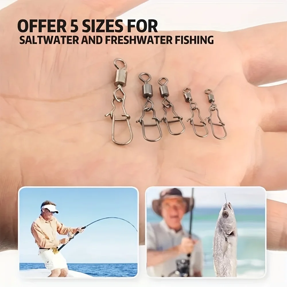 210 unids/caja conector de pesca Pin rodamiento de acero inoxidable giratorio con señuelo para anzuelo a presión aparejos de pesca accesorios - imagen 5