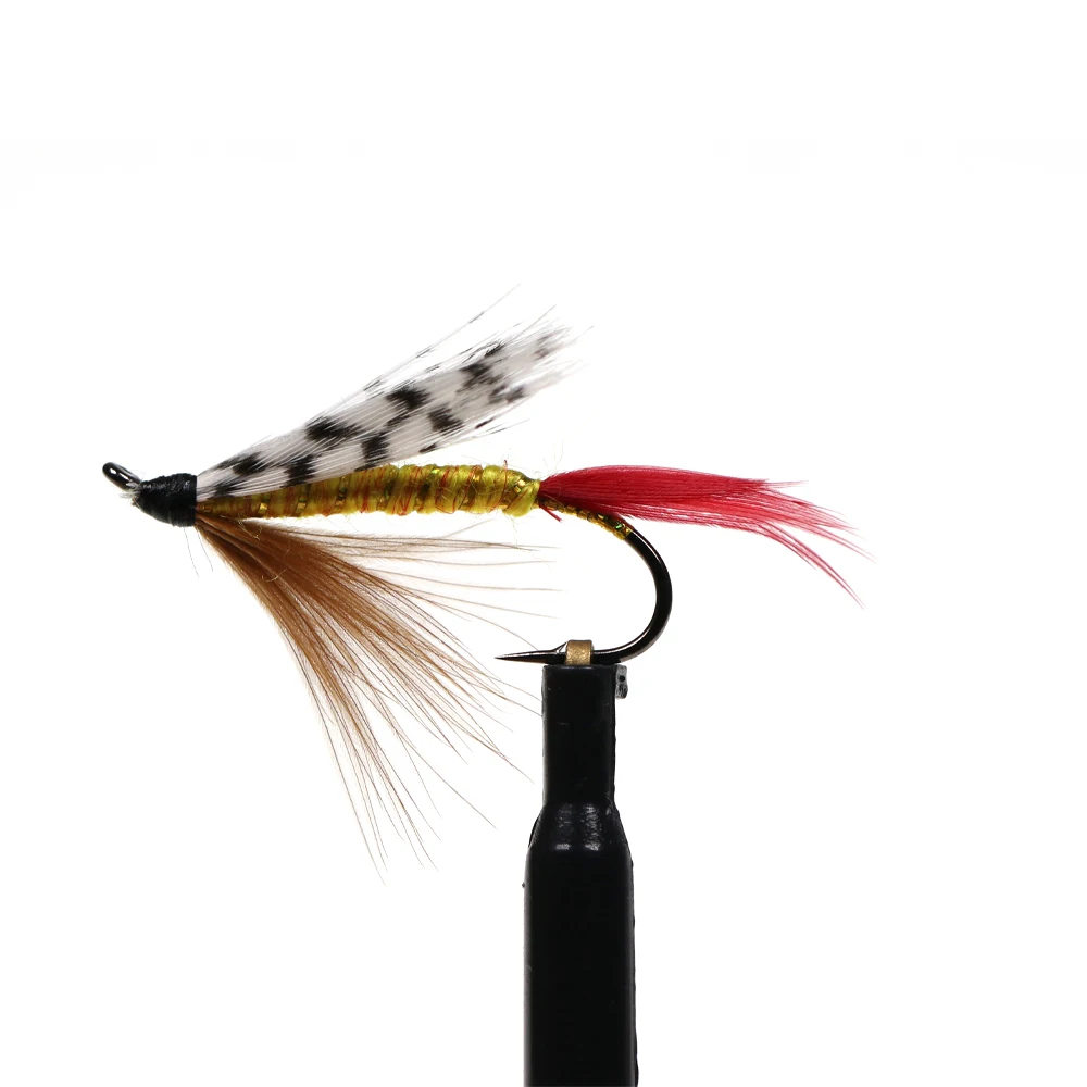 ICERIO 4 Uds. Señuelos con mosca húmeda para profesores amarillos, anzuelo individual, cabeza de acero de salmón, pesca de trucha - imagen 5