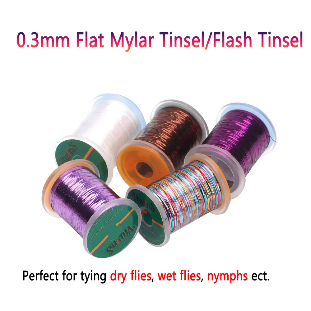 Bimoo-anzuelo plano de Mylar de 0,3mm, Material de atado de moscas, oropel holográfico de Flash, Serpentina de Ninfa húmeda y seca, Señuelos de pesca de trucha - imagen 3