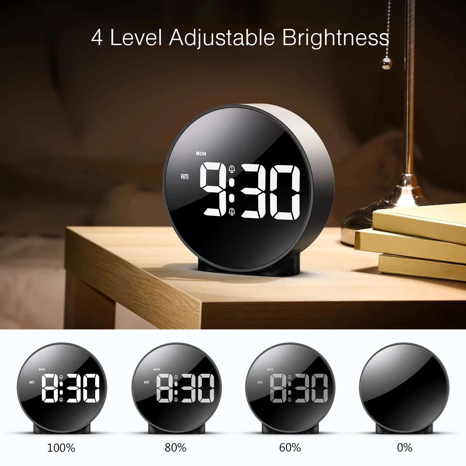 ORIA reloj de mesa con alarma LED digital y luz nocturna - imagen 2