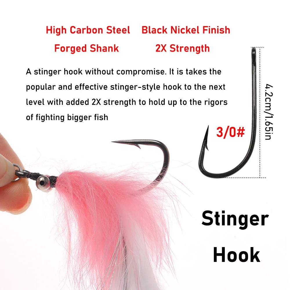 Ellllv-Juego de señuelos giratorios de hundimiento rápido, anzuelos de pesca, cola de conejo, Serpentina, Mosca, Lucio, especies de pesca en agua salada, 3/0, 5 unids/lote por caja - imagen 5